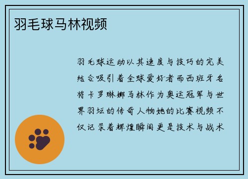 羽毛球马林视频